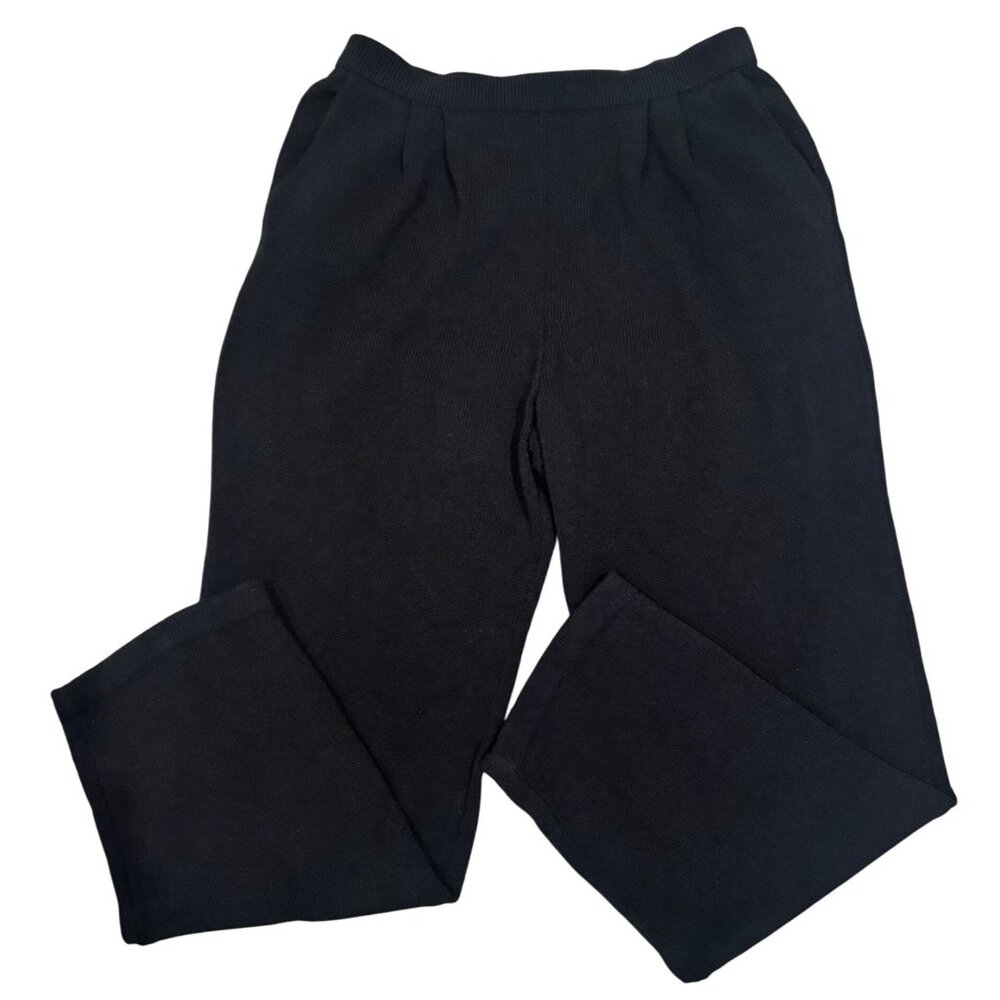 St. John Basics Santana Black Pleated Knit Pants with Pockets Size 6
